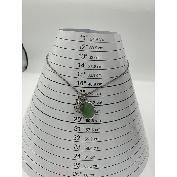 Silver Chain Necklace With Green Pendant & Pineapple Charm - Picture 4 of 4